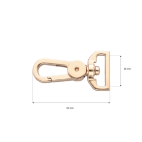 Karabińczyk metalowy 20 mm yme0586(0267) jasne złoto