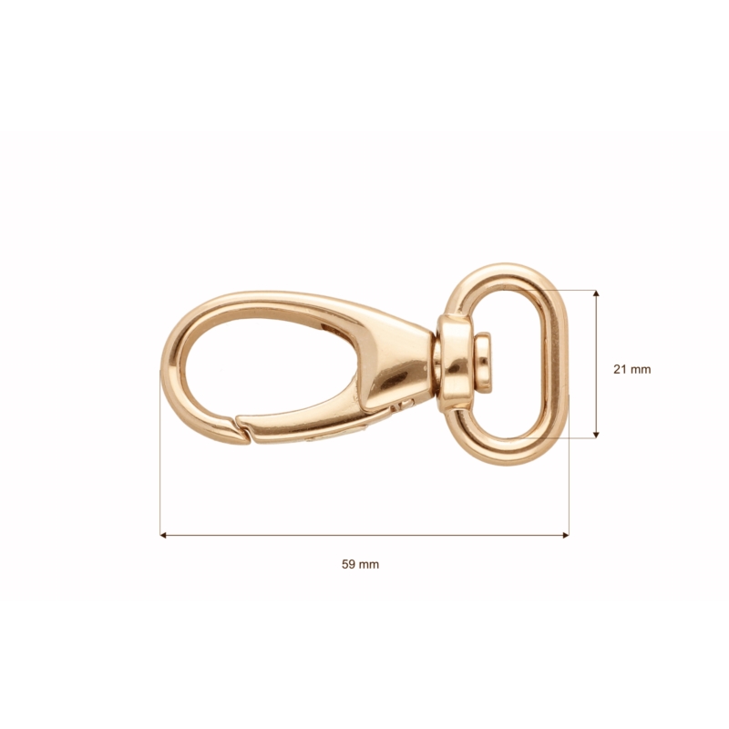 Karabińczyk metalowy 20 mm yme3102b(0274) jasne złoto