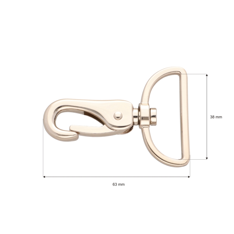 EXTRA SHINING METAL SNAP HOOK YME3112(0276) 38   MM  ALEKSANDER LIGHT GOLD 1 PCS