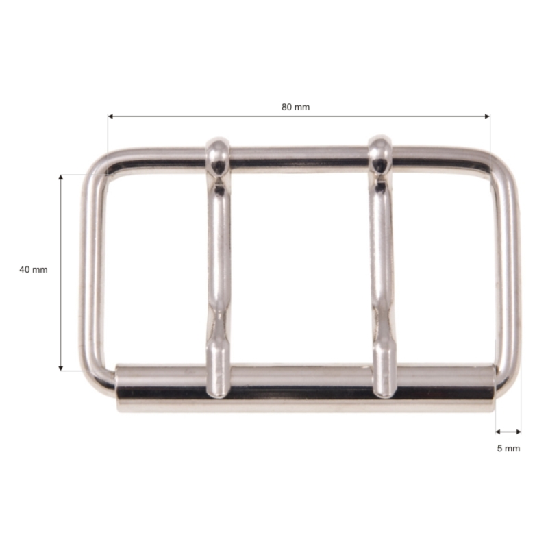 METAL ROLLER BUCKLE DOUBLE 80/40/5,5 MM NICKEL  WIRE 1 PCS