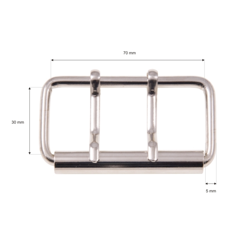 METAL ROLLER BUCKLE DOUBLE 70/30/5 MM NICKEL WIRE  10 PCS