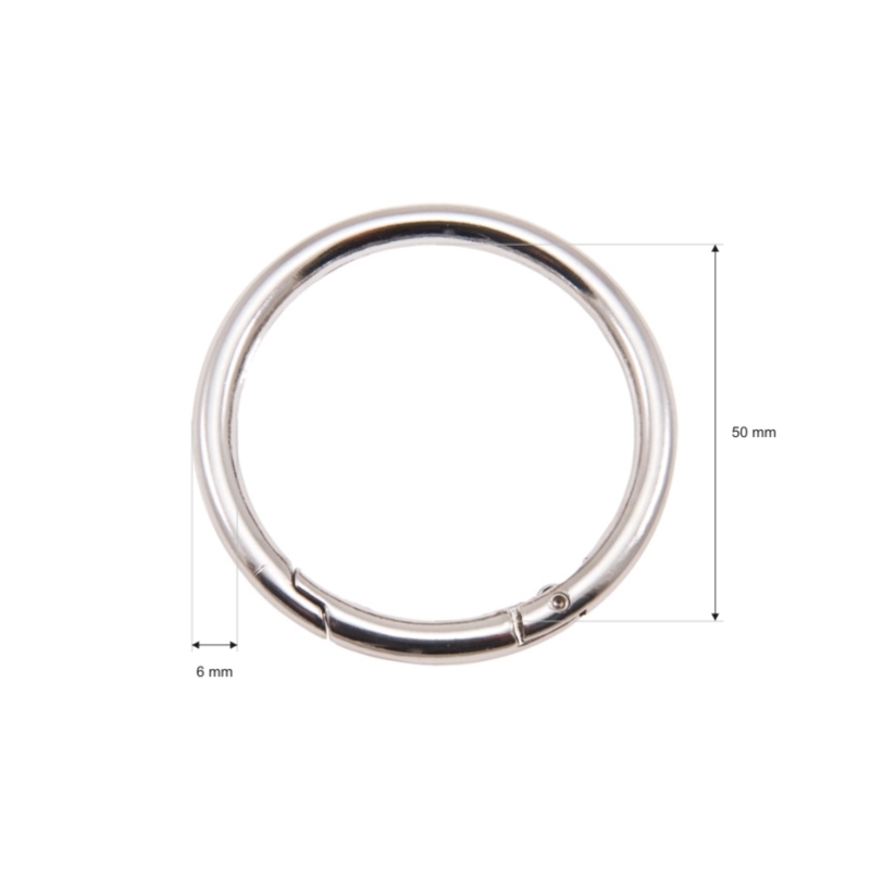 METAL RING   50/6 MM   CARABINER NICKEL WIRE 1 PCS