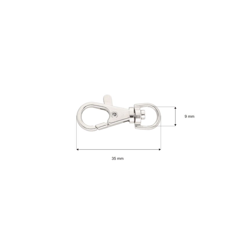 METAL SNAP HOOK&nbsp9 MM NICKEL 100 PCS