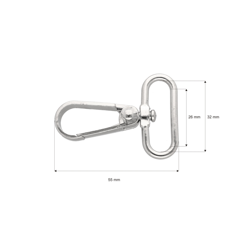 METAL SNAP  HOOK 30 MM  BORYS NICKEL 1 PCS