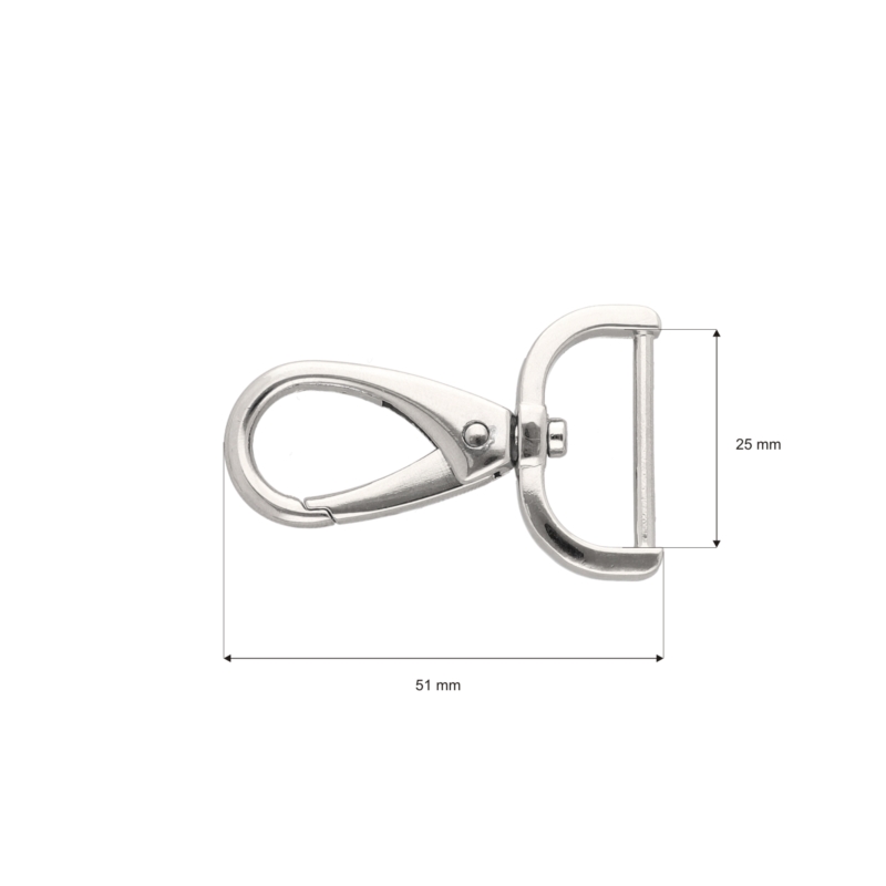 METAL SNAP HOOK 25 MM  MAURYCY NICKEL 1   PCS