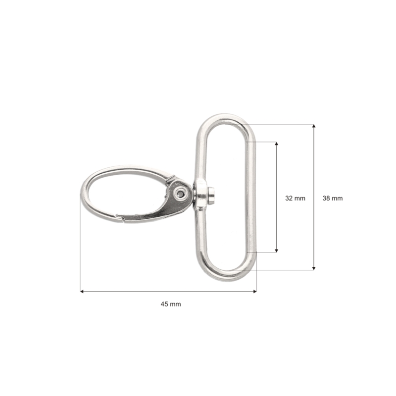 METAL SNAP HOOK RF-850  38 MM NICKEL 100  PCS