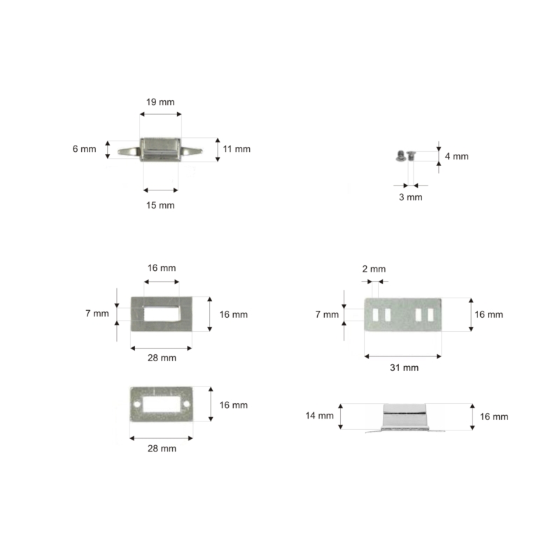 Briefcase lock 28/16 mm jadwiga nickel 1 pcs