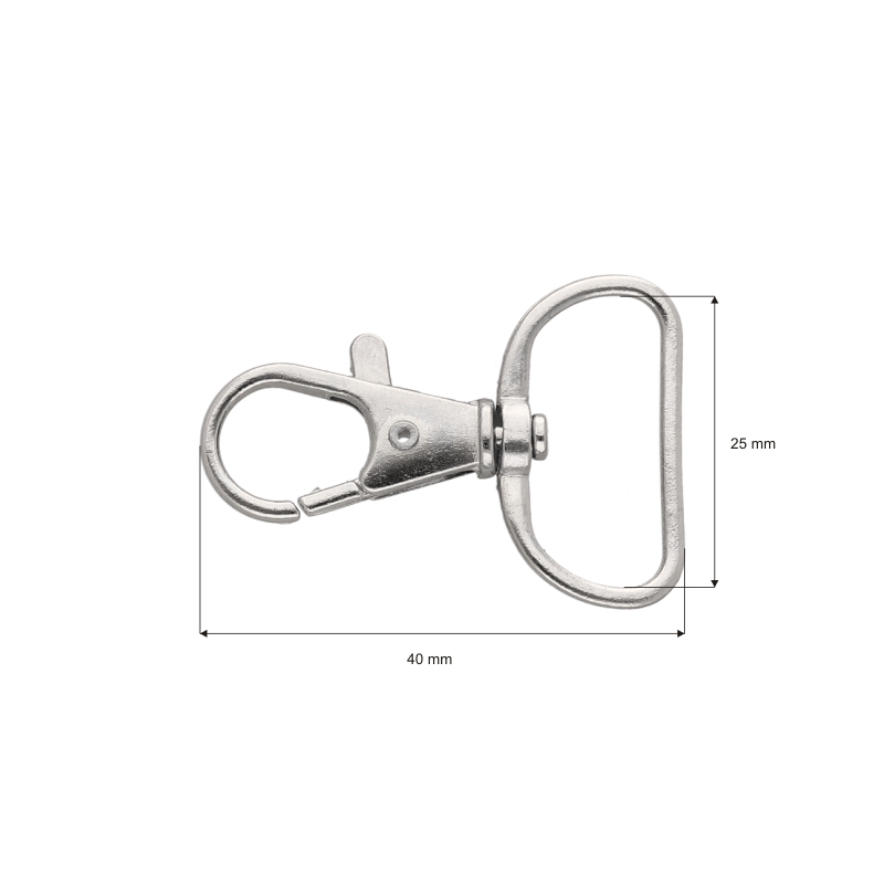 METAL SNAP HOOK 25 MM NICKEL 100 PCS