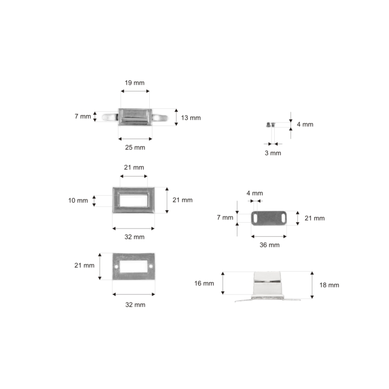 Briefcase lock 32/21 mm jadwiga nickel 10 pcs