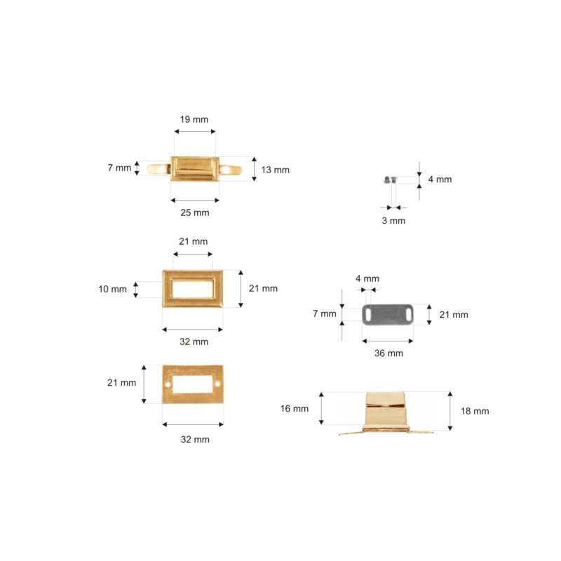 Briefcase lock 32/21 mm jadwiga gold 10 pcs