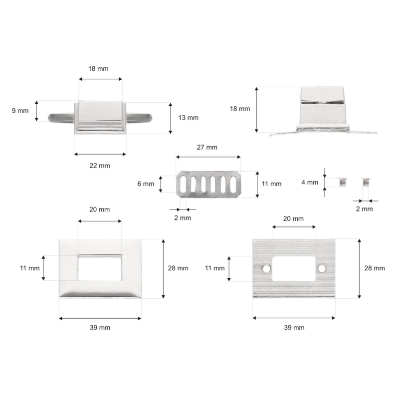 Briefcase lock 38/28 mm jadwiga nickel 10 pcs