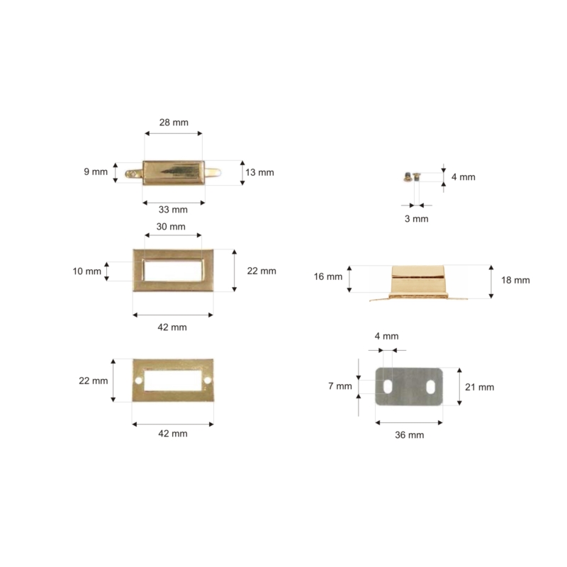 Mappenverschluss aus metall 42/22 mm jadwiga gold 10 st.