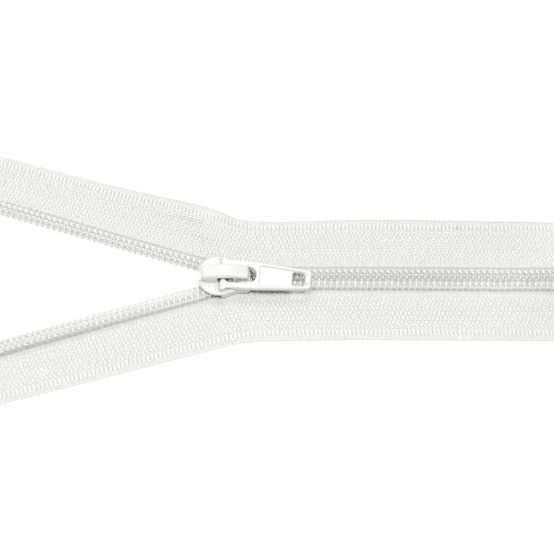 NYLON READY ZIPPER 5 AUTO LOCK OPEN END 35 CM (501) WHITE