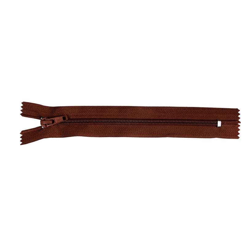 NYLON READY ZIPPER 5 AUTO LOCK CLOSE END 18 CM (097) BROWN