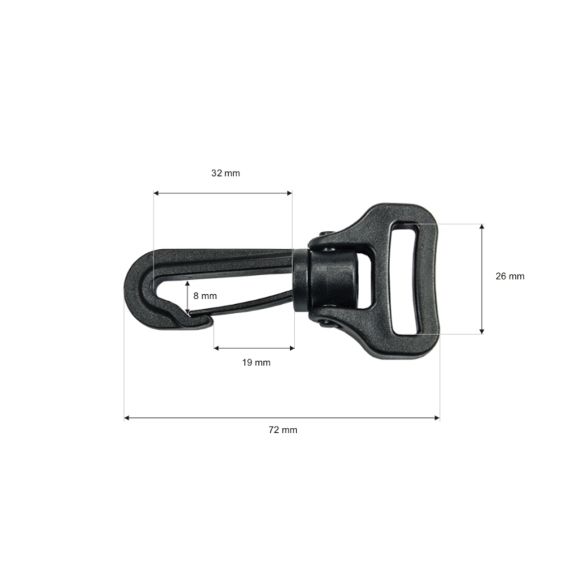 Kunststoffkarabinerhaken 25 mm roch schwarz 100 st.