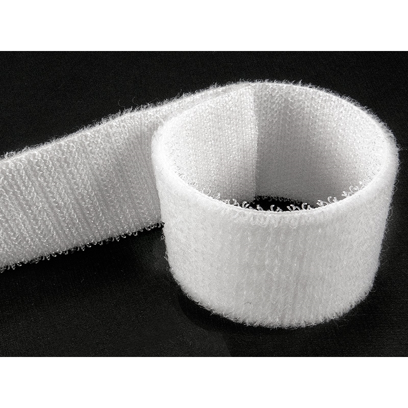 Hook and loop tape back-to-back  (501) white pes/nylon 25 mb