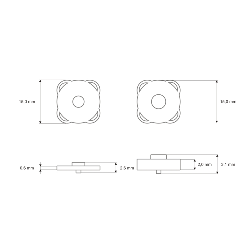 Magnetischer Knopf 15 mm Nickel 200 Stück