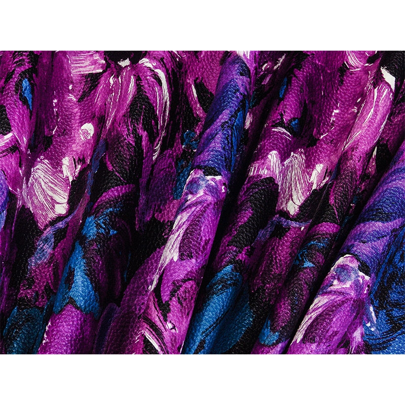 IMITATION LEATHER VIOLET PAINTED FLOWERS 140 CM 35 MB