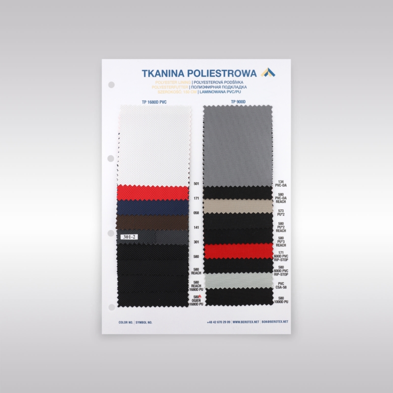 Katalog kolorów tkanin poliestrowych PVC/PU 1680/RIP-STOP/CSA