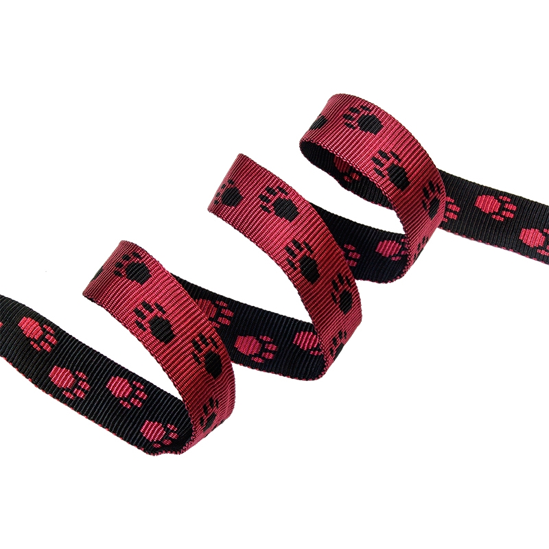 WEBBING 25 MM / 1,3 MM BLACK-RED IN THE PAWS PP 50 MB