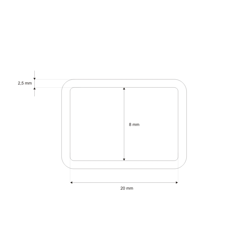 METAL FRAME 20/8/2,5 MM MATT BLACK WIRE 100    PCS