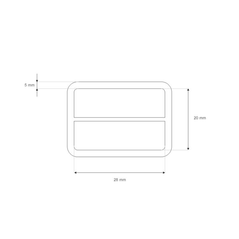 METAL SLIDE BUCKLE 28/20/5 MM MATT BLACK WIRE 1  PCS