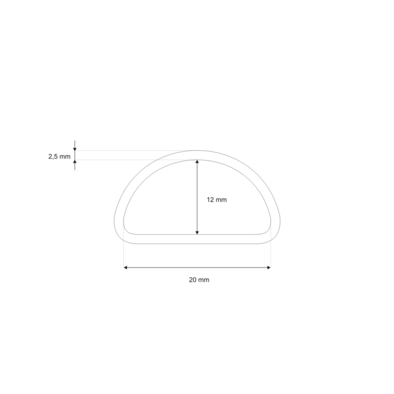 METAL D-RING 20/12/2,5 MM MATT BLACK CAST 100 PCS