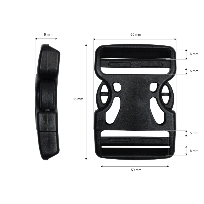 Plastic buckle 50 mm berenika  black 50 pcs