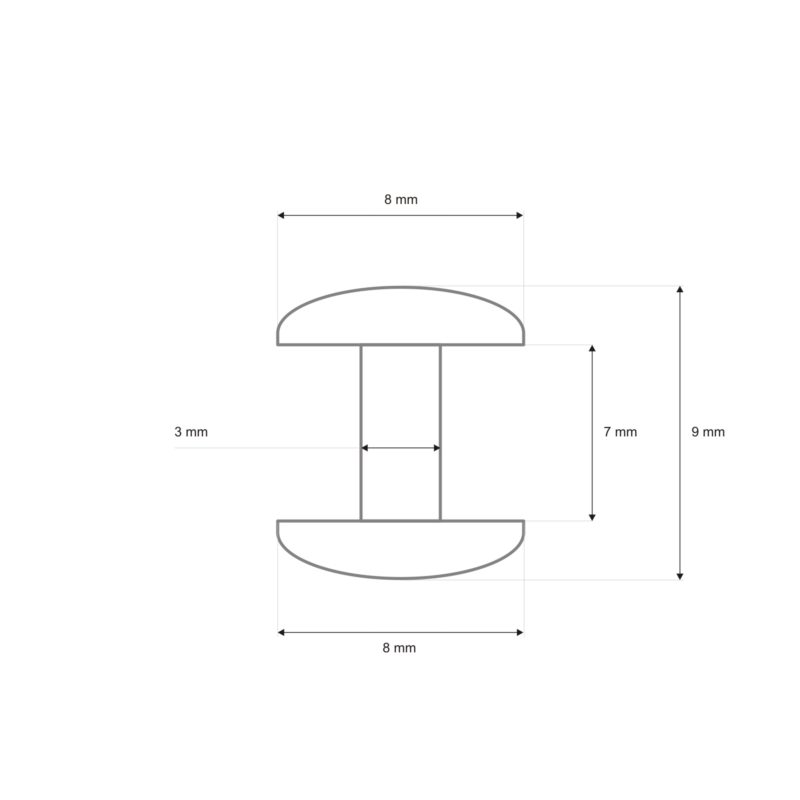 METAL  RIVET TWO-SIDED LUX 8/3/9 MM BLACK NICKEL