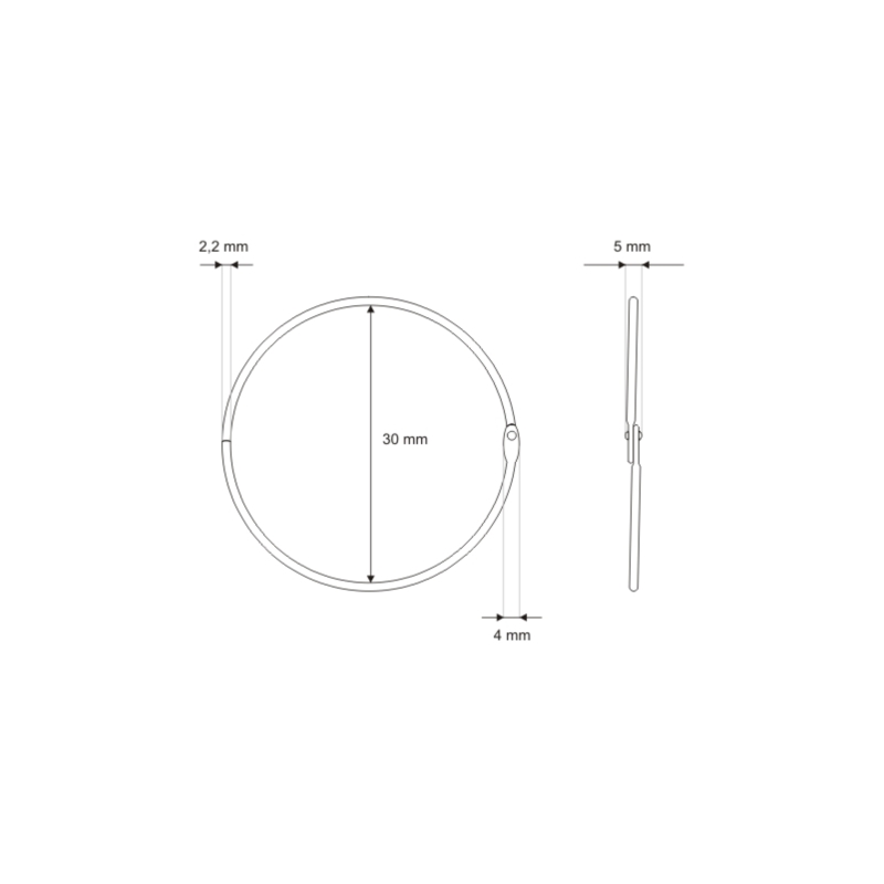 Kółko metalowe otwierane  30/2,2 mm nikiel