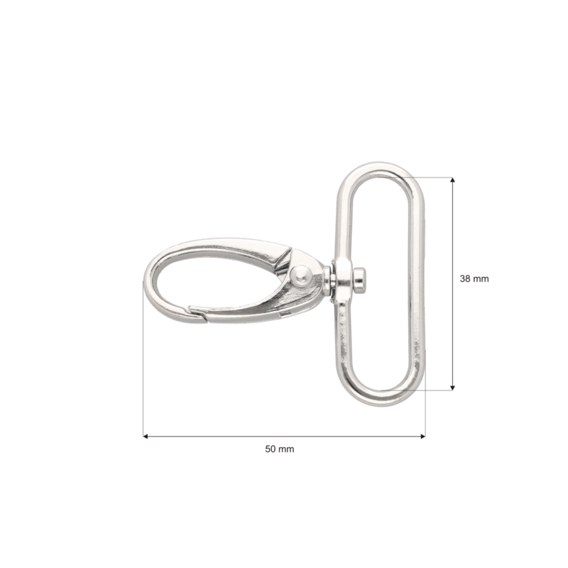 METAL SNAP HOOK 38 MM 0037 GLOSSY NICKEL 1 PCS