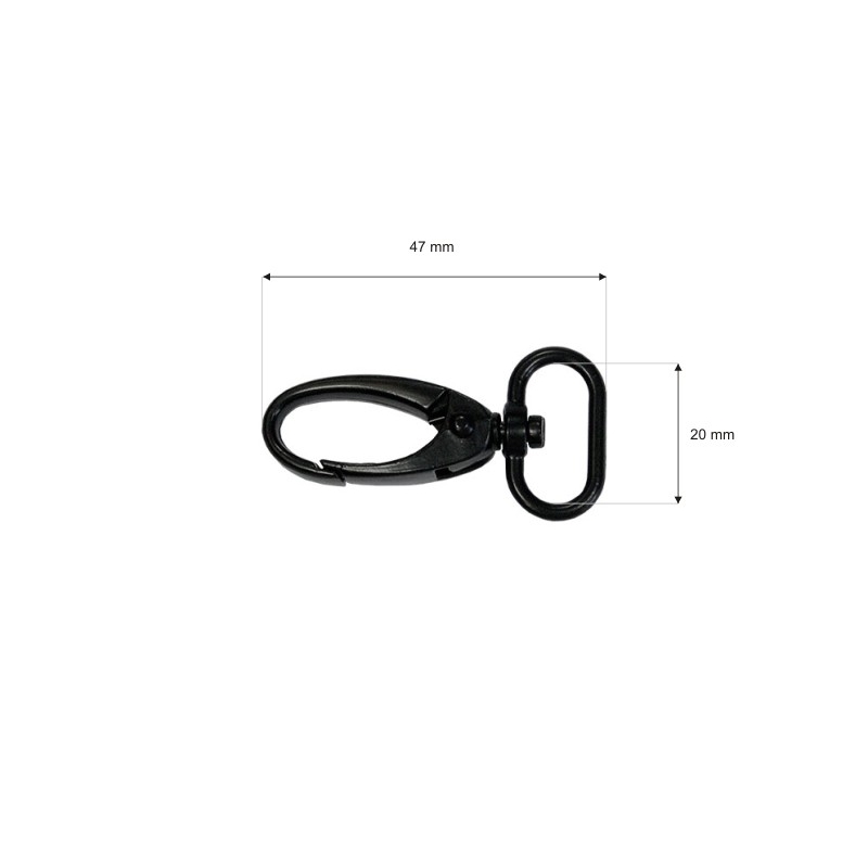 METAL     SNAP HOOK 20 MM  0037 MATT BLACK 100 PCS