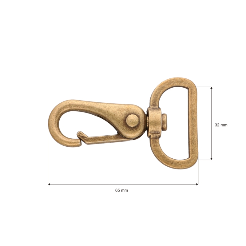 METAL  SNAP HOOK RF-175 32 MM ERYK OLD GOLD 1 PCS