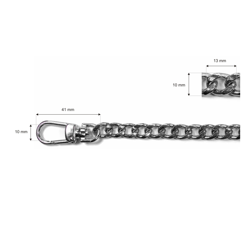 Łańcuszek do torebki z karabinczykiem długość 120 cm nikiel (1006)