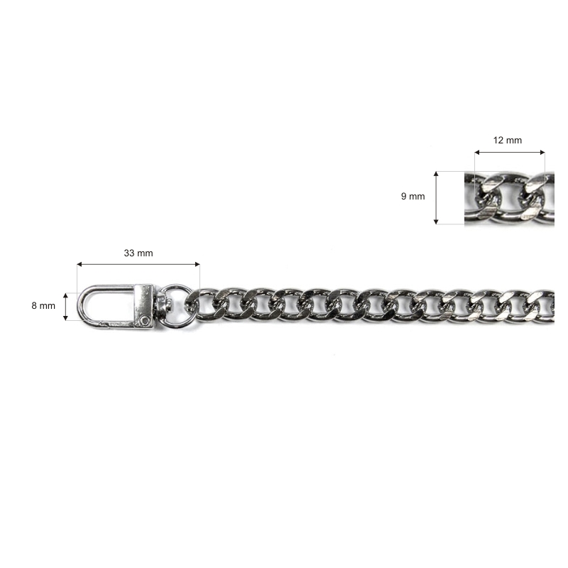 Handbag chain with snap hook 1007 charlie nickel