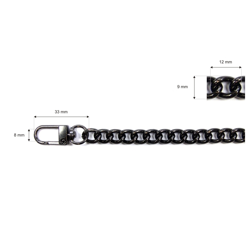 Handbag chain with snap hook 1007 coco black nickel