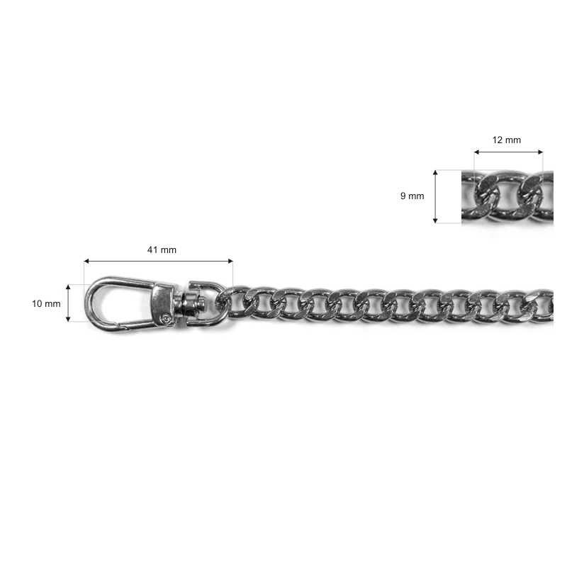 Handbag chain with snap hook 1010 charlie nickel