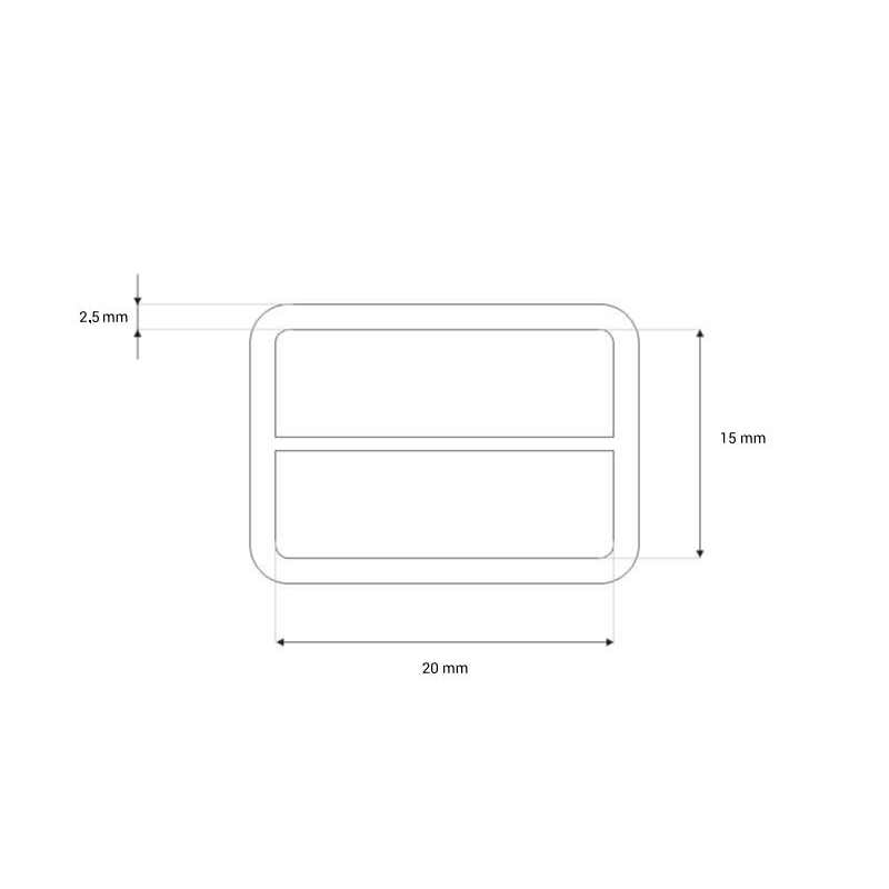 METAL SLIDE BUCKLE 20/15/2,5 MM OLD GOLD WIRE   100  PCS