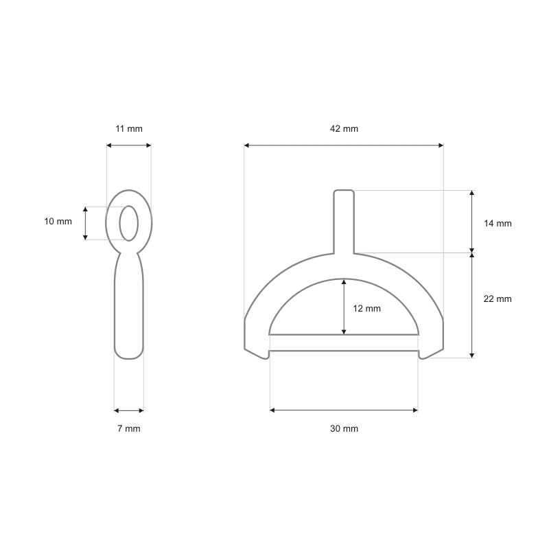 METAL D-RING 30/12/7 MM NICKEL CAST 100   PCS