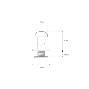 Knopik metalowy 4/3/6/8 mm nikiel.