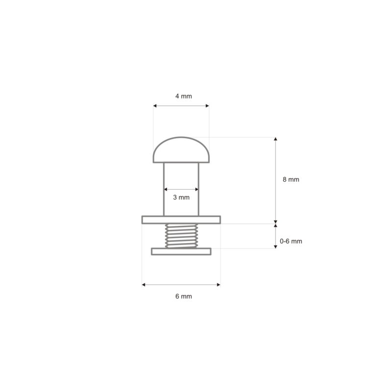 Knopik metalowy 4/3/6/8 mm nikiel.