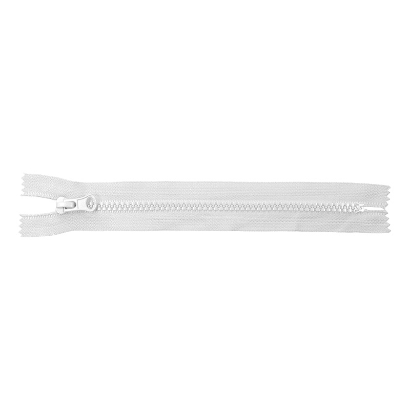 PLASTIC READY ZIPPER 5 CLOSE END 16 cm (501) WHITE 50 PCS