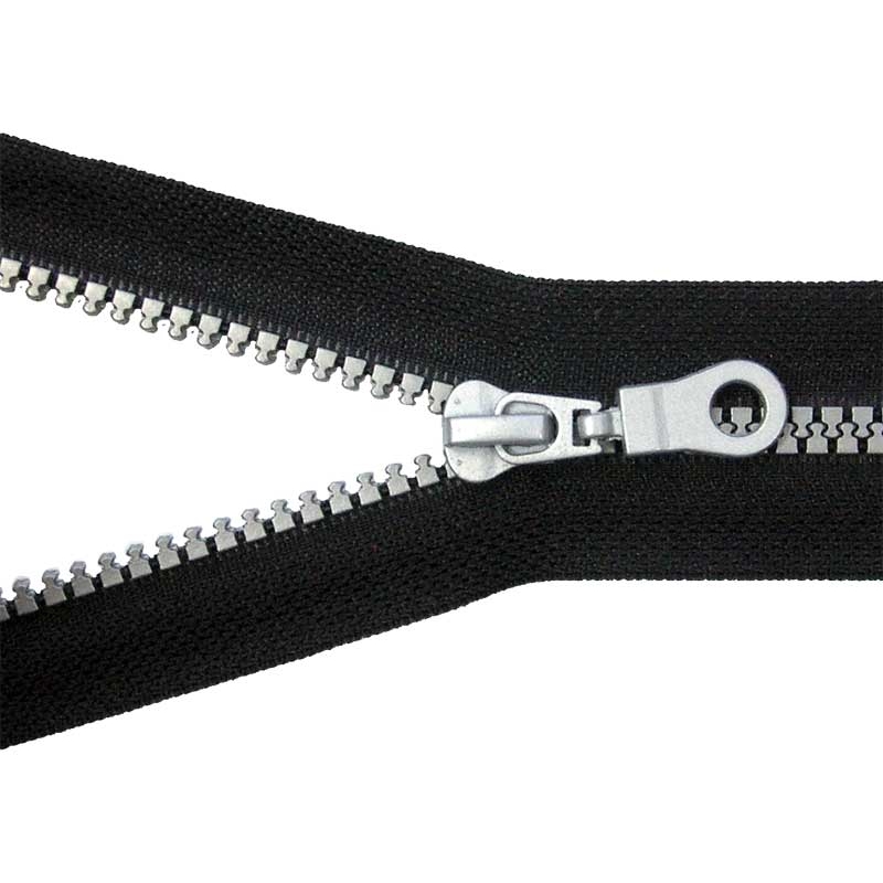 PLASTIC READY ZIPPER 5 OPEN END 60 cm (580) BLACK+ SILVER 50 PCS