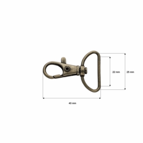 Karabińczyk metalowy 25 mm rybka 6 g stare złoto