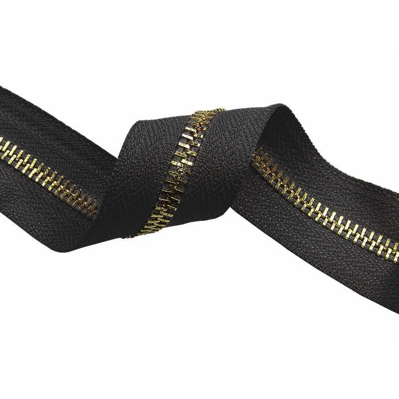 METAL ZIPPER  TAPE 5 (301) GRAPHITE   GLOSSY GOLD