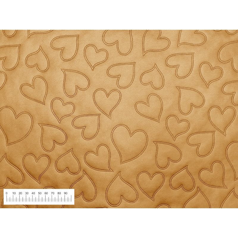 IMITATION QUILTED LEATHER HEARTS YELLOW GOLD 140 CM 1 MB