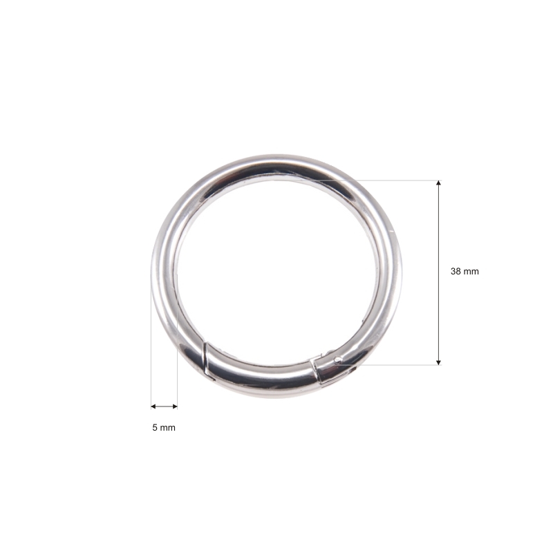 METAL RING   38/5 MM   CARABINER NICKEL WIRE 1 PCS