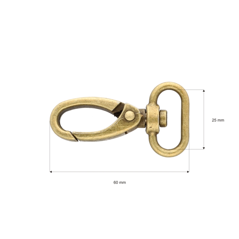 METAL SNAP HOOK 0325-0152 25 MM OLD GOLD 1 PCS