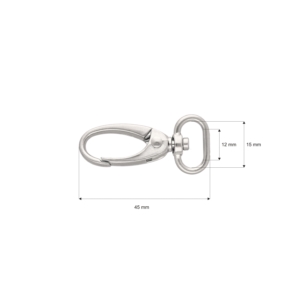 Karabińczyk metalowy 15 mm 0037 krab nikiel mat