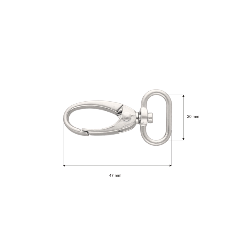 Karabińczyk metalowy 20 mm 0037 krab nikiel mat